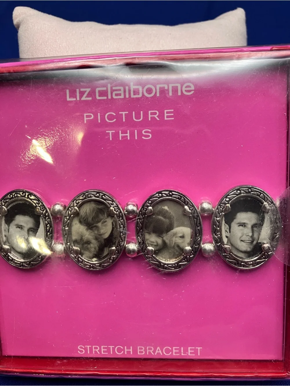 Liz Claiborne Silver-Tone Oval Photo Frame Stretch Bracelet